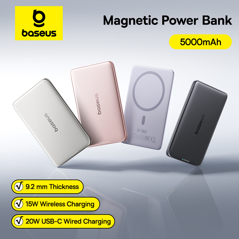 Solar Emergency Charger - Baseus 5000 mAh magnetische powerbank 15