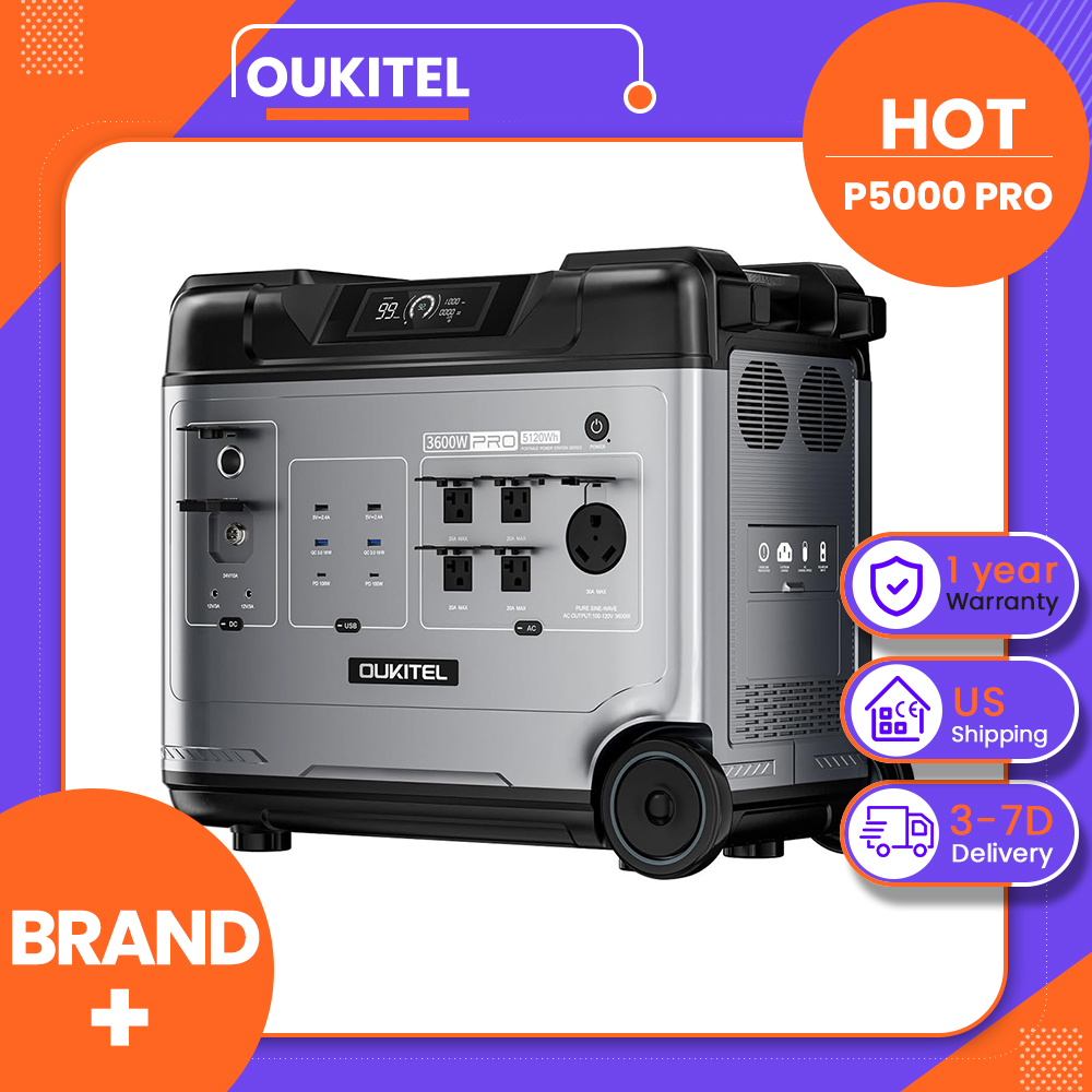 Solar Emergency Charger - OUKITEL P5000 Pro draagbare krachtcentrale, 5120Wh